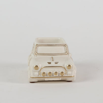 Handcrafted Concrete Car Planter/Organizer White front view