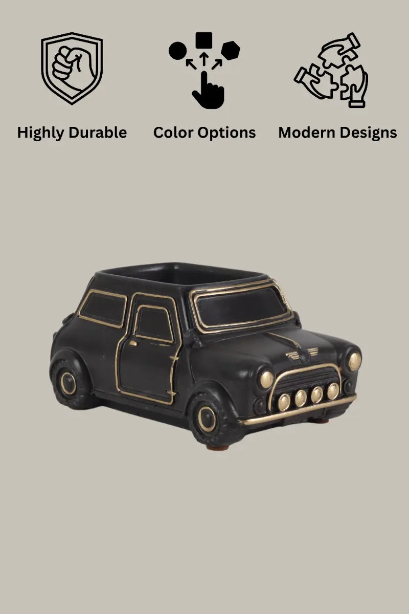 Handcrafted Concrete Car Planter and Oganizer Black 