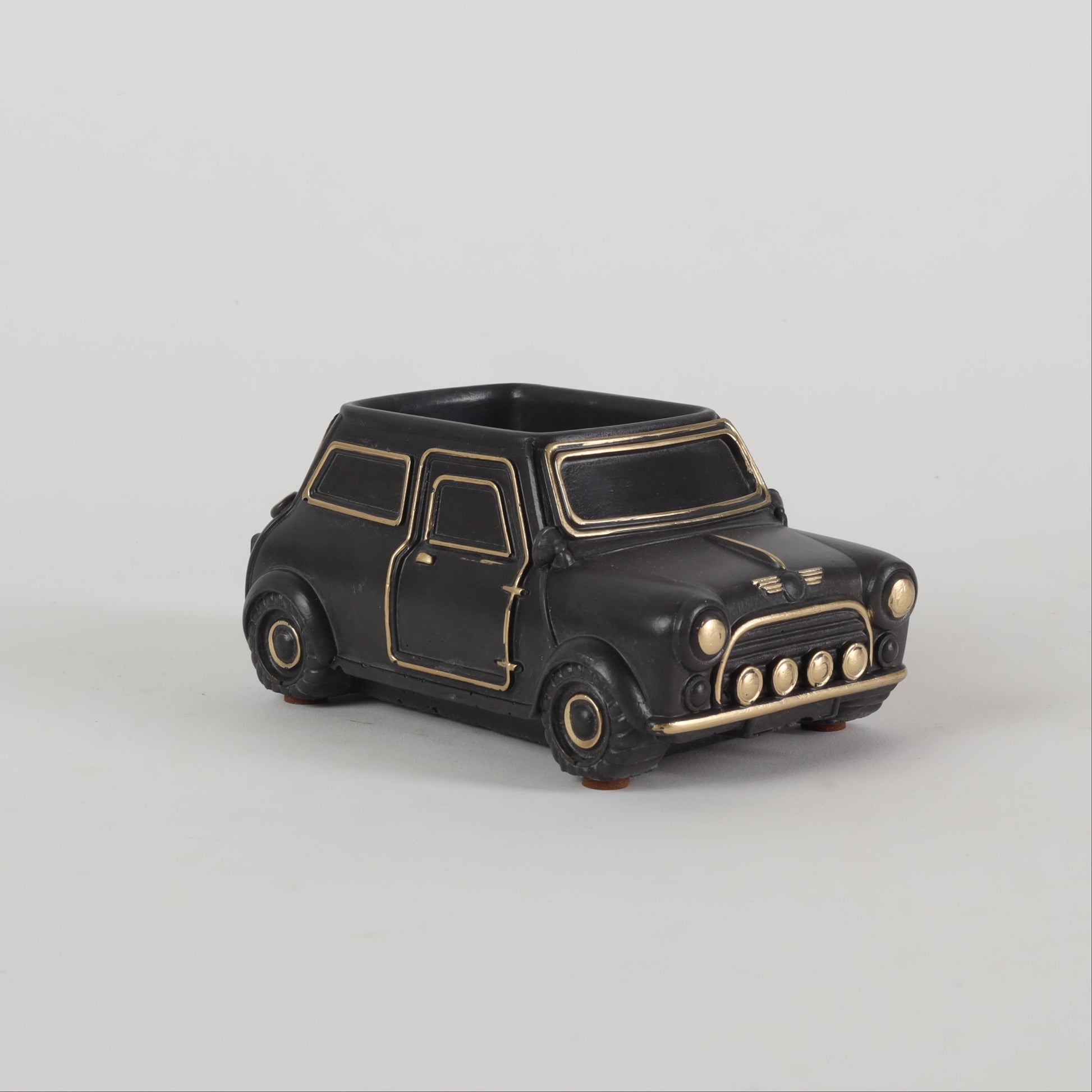 Handcrafted Concrete Car Planter and Oganizer Black side view