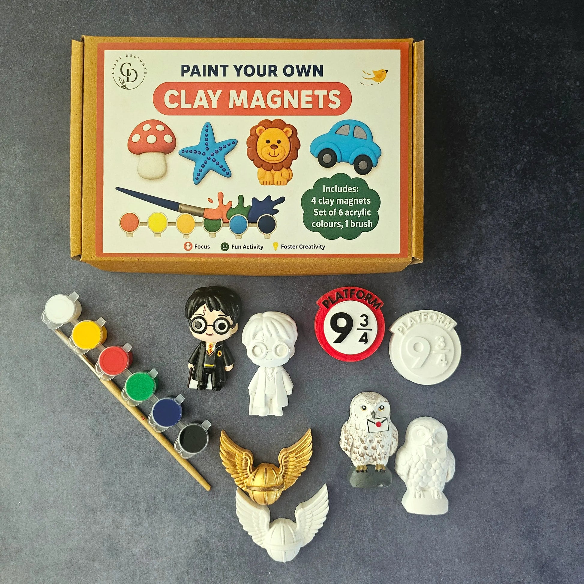 Harry Potter Theme Paint Your Own Clay Magnets DIY Craft Kits Craft Delights India
