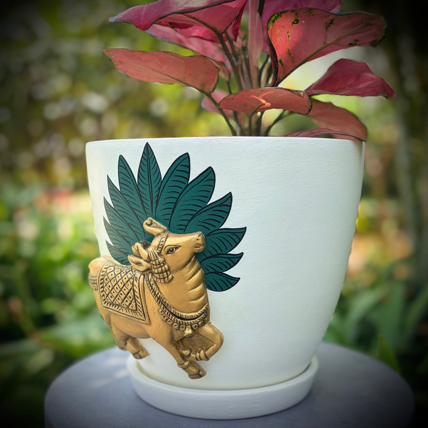 3D Embossed Pichwai Planter - 8 Inches
