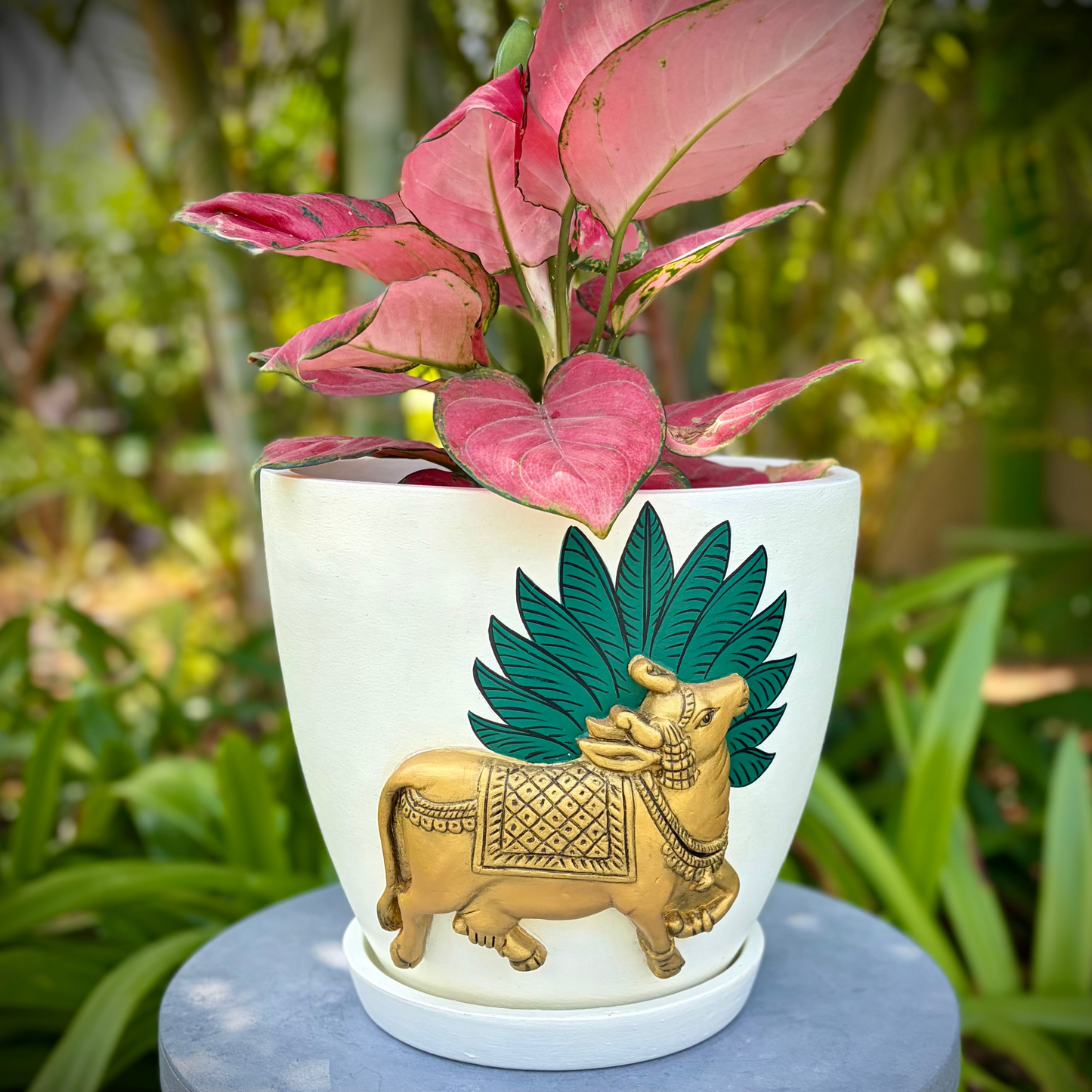 3D Embossed Pichwai Planter - 8 Inches
