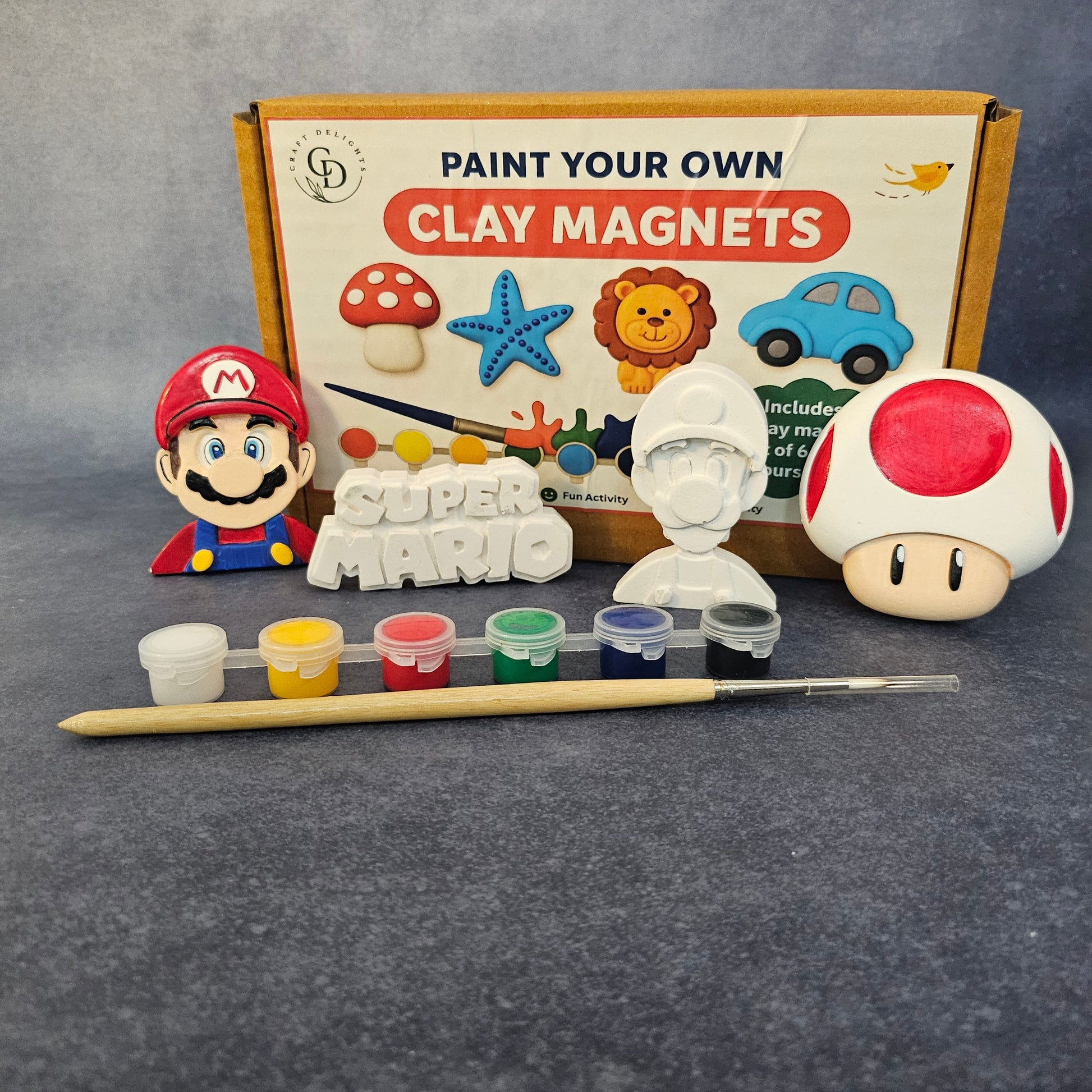 Mario Theme Paint Your Own Clay Magnets Handmade Home Décor Eco Friendly Gifts