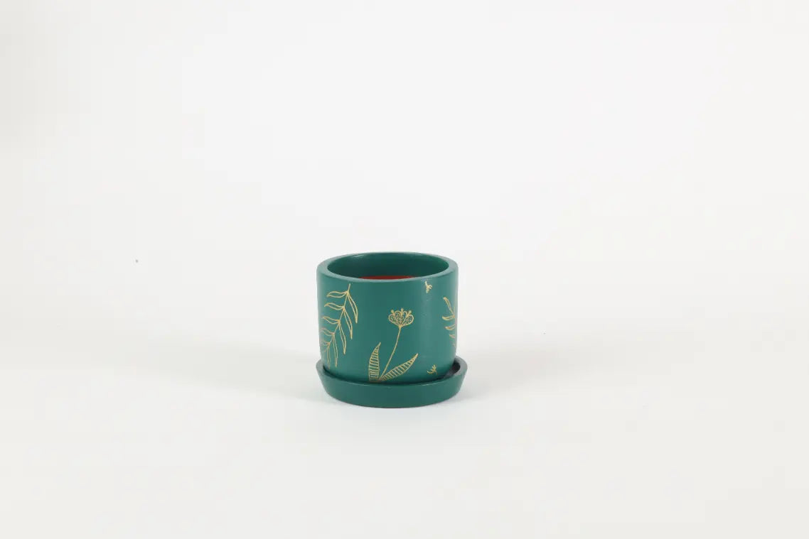 Miniature 4.5 Inch Golden Feather Planter Small Pots