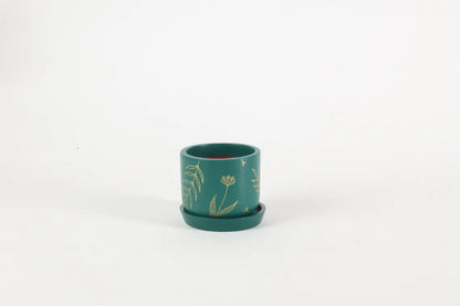 Miniature 4.5 Inch Golden Feather Planter Small Pots