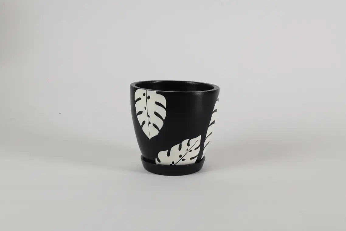 Monstera Black Planter Decorative Garden Planters Gifts For Office Desk