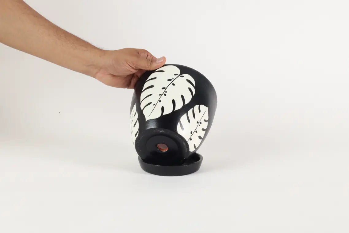 Monstera Black Planter Handcrafted Gifts For Birthdays and Housewarmings
