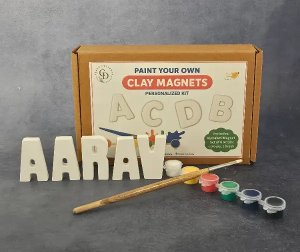 Paint Your Own Clay Magnets Personalized Kit 2 to 4 Letters DIY Kits For Kids