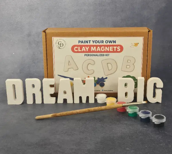 Paint Your Own Clay Magnets Personalized Kit Handmade Home Décor Eco Friendly Gifts