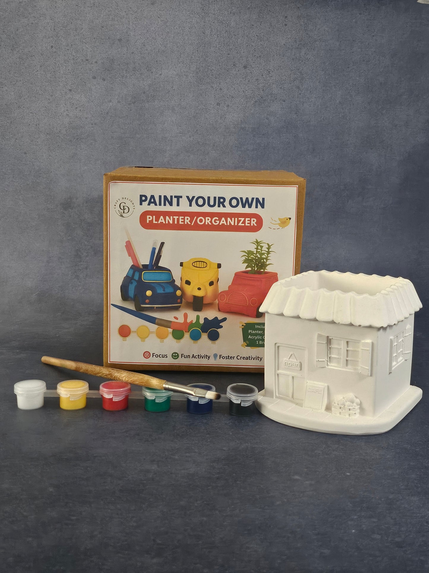 Paint Your Own Planter Organizer House Miniature Building Premium Home Décor