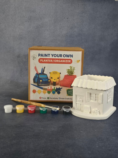 Paint Your Own Planter Organizer House Miniature Building Premium Home Décor