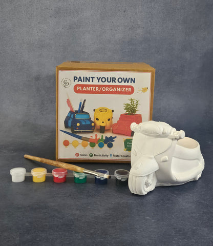 Paint Your Own Planter Organizer Scooter Premium Home Décor Concrete Accents