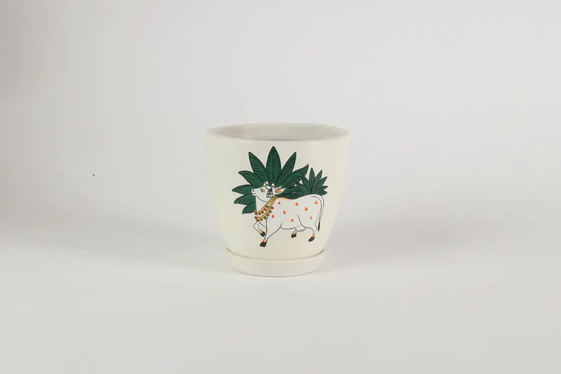Pichwai Cow Planter Hand Painted Planters Premium Home Décor