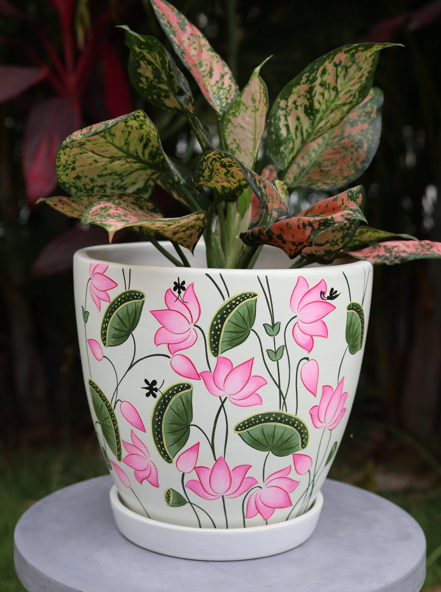 Pichwai Lotus Planter 8 Inch Handmade Terracotta Planters