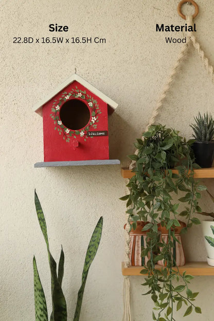 Red Birdie Birdhouse Balcony Décor Rustic Handmade Ornaments
