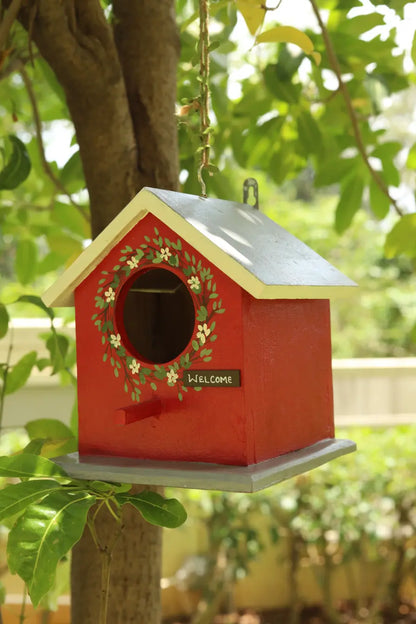 Red Birdie Birdhouse Eco Friendly Gifts Sustainable Natural Wood