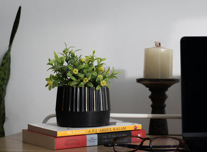 Ridge Planter Black Premium Home Décor Craft Delights India