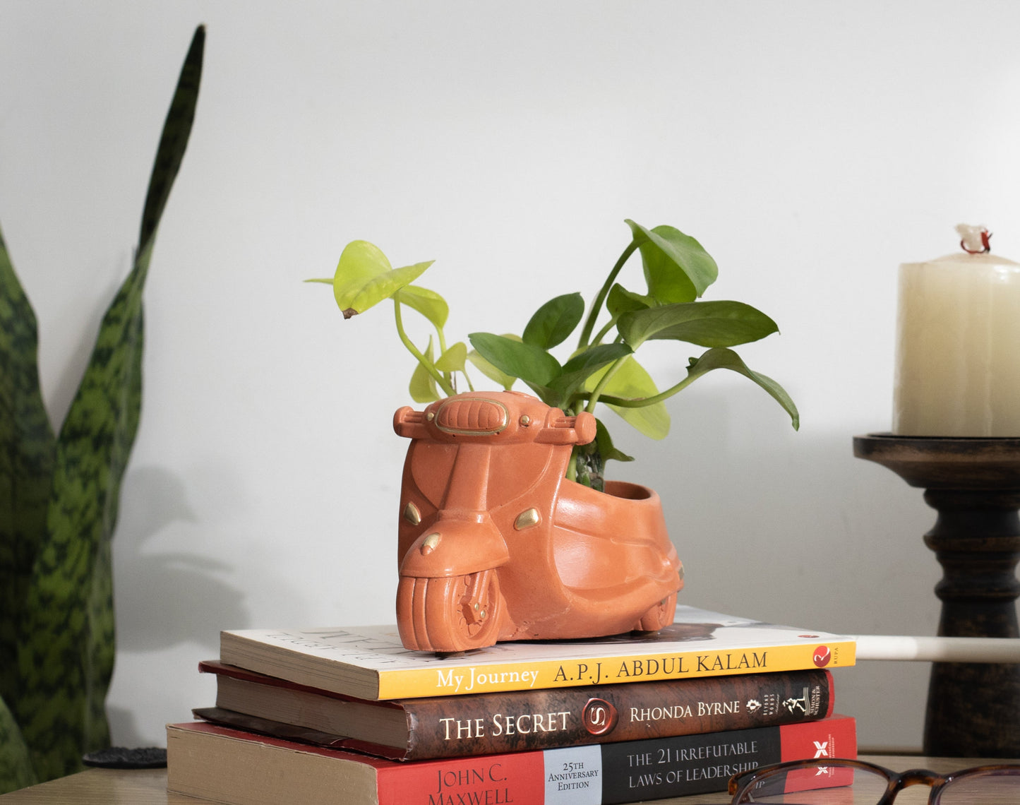 Scooter Planter Organizer Terracotta Earthy Tone Handmade Home Décor