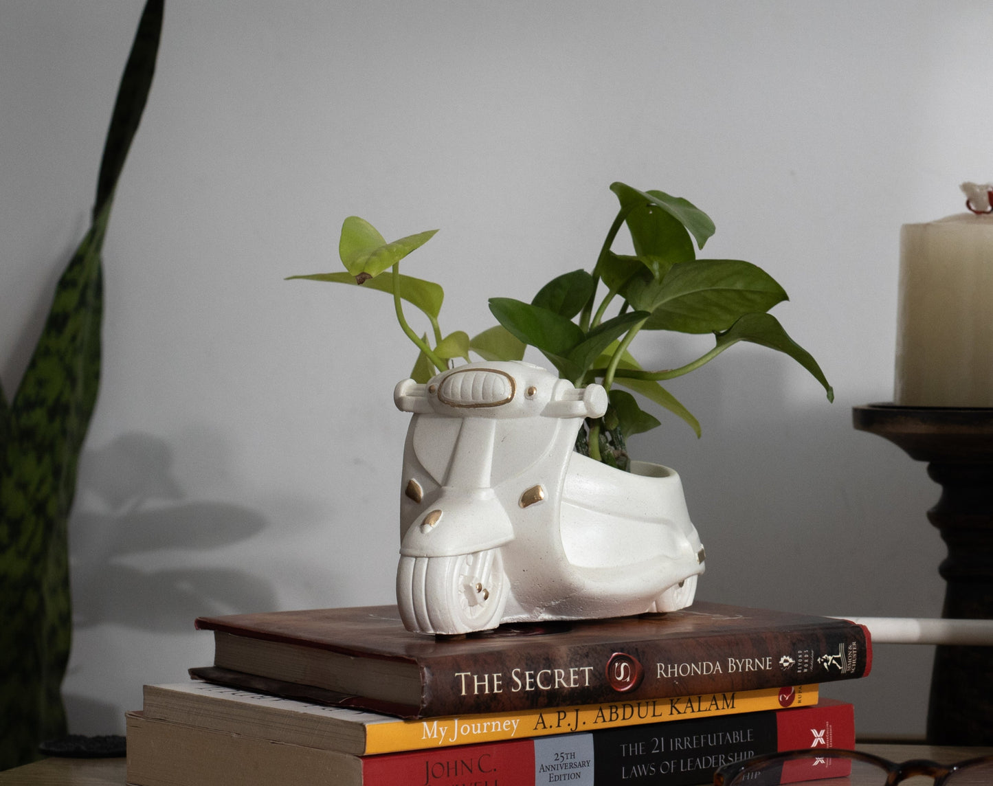 Scooter Planter Organizer White Minimalist Premium Home Décor