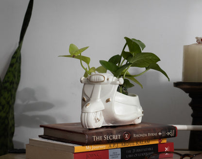 Scooter Planter Organizer White Minimalist Premium Home Décor