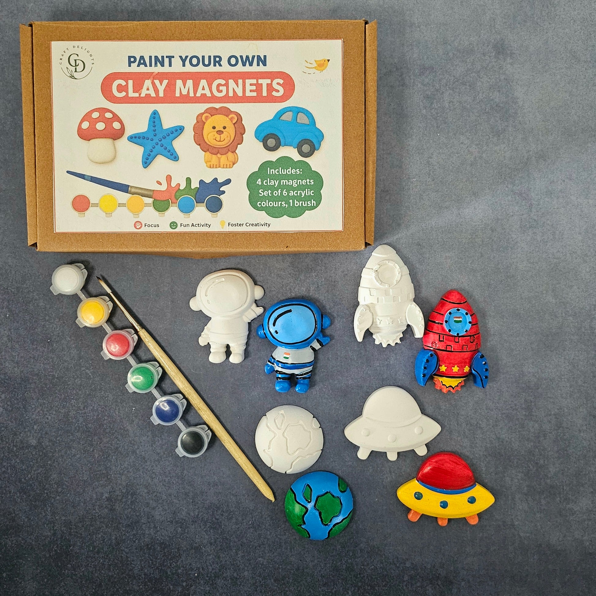 Space Theme Paint Your Own Clay Magnets DIY Craft Kits Craft Delights India