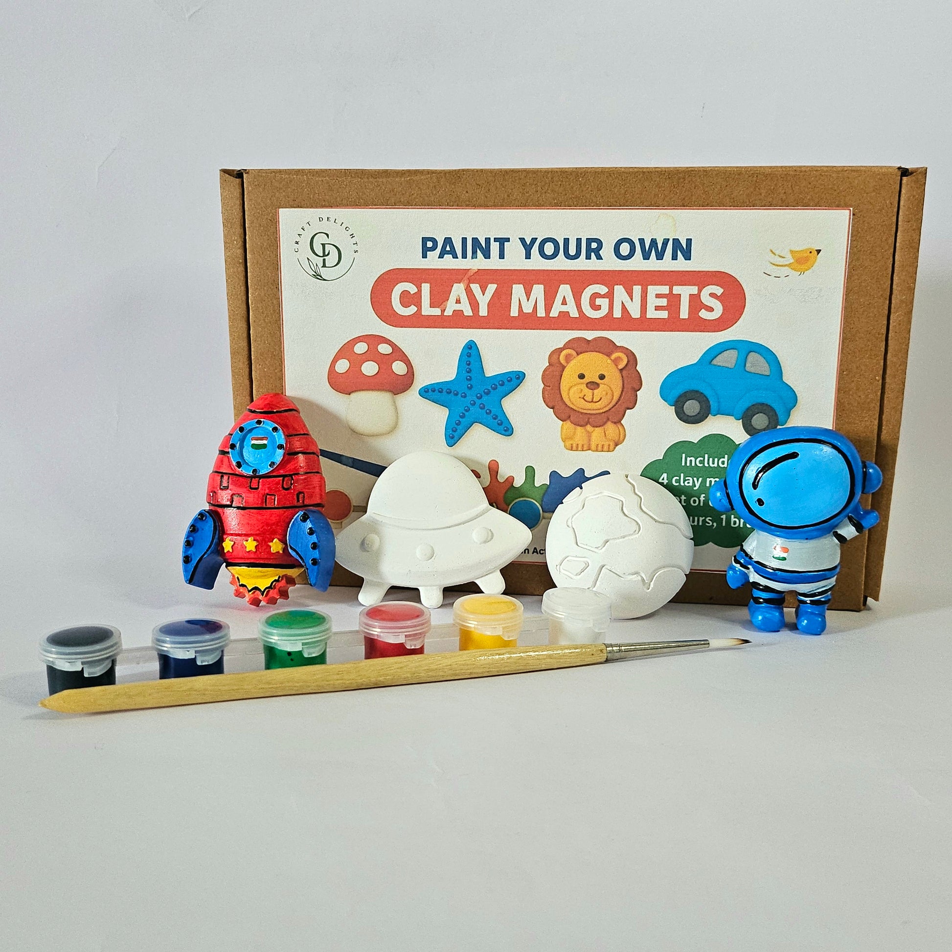 Space Theme Paint Your Own Clay Magnets Handmade Home Décor Eco Friendly Gifts