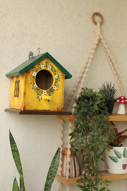 Sunny Perch Birdhouse Bird House for Balcony Hanging Wooden Birdhouse