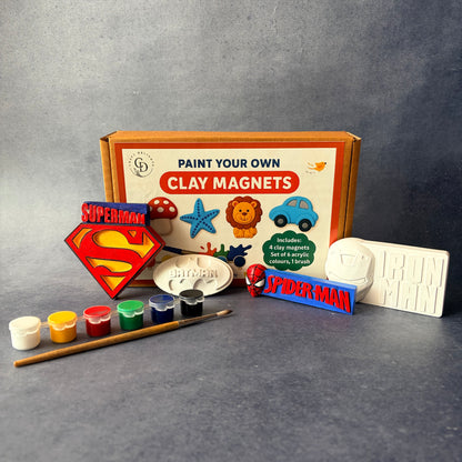 SuperHero Theme Paint Your Own Clay Magnets DIY Kits For Kids Painting Hobby Set