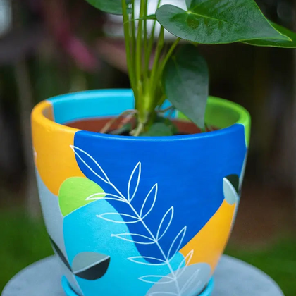 Tropical Sunset Planter Handmade Terracotta Planters Craft Delights India
