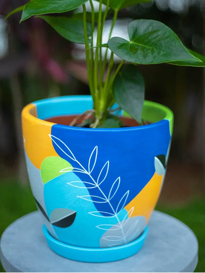 Tropical Sunset Planter Handmade Terracotta Planters Craft Delights India