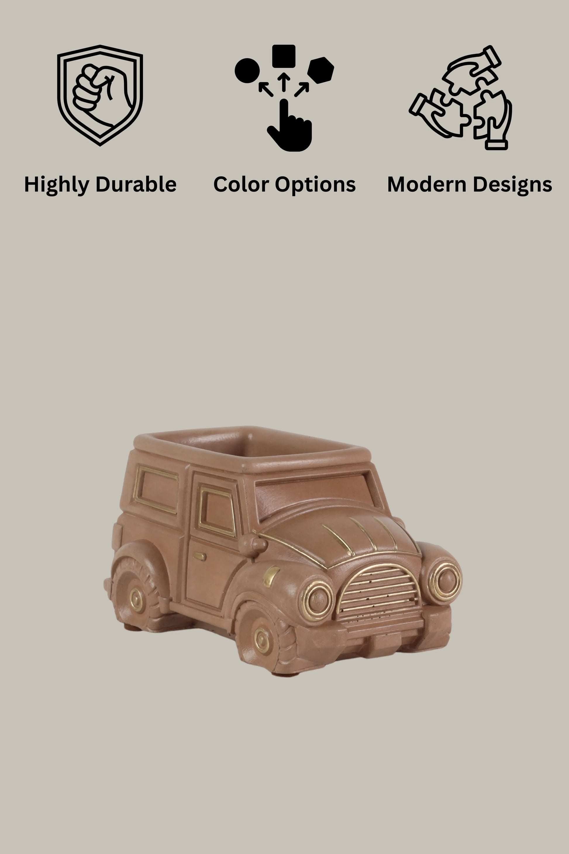 Vintage Car Planter Organizer Brown Eco Friendly Gifts Sustainable Concrete