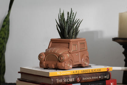 Vintage Car Planter Organizer Terracotta Earthy Tone Handmade Home Décor