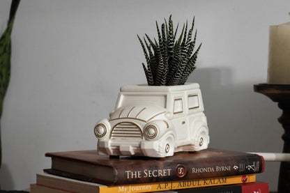 Vintage Car Planter Organizer White Minimalist Premium Home Décor